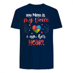 Autism Mom Support ASD T-Shirt in Navy - back view