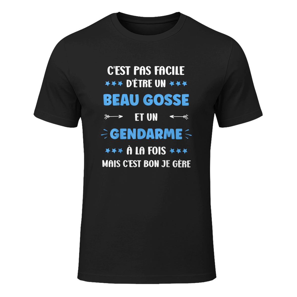 Départ Métier Super Gendarme Humour Beau Gosse Gendarme in Black - front view