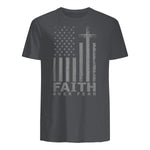 America Pride US Flag Faith Over Fear Prayer T-Shirt in Charcoal - back view
