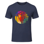 Drôle Basketball Une Fille Qui Joue Au Basket in Heather Navy - front view