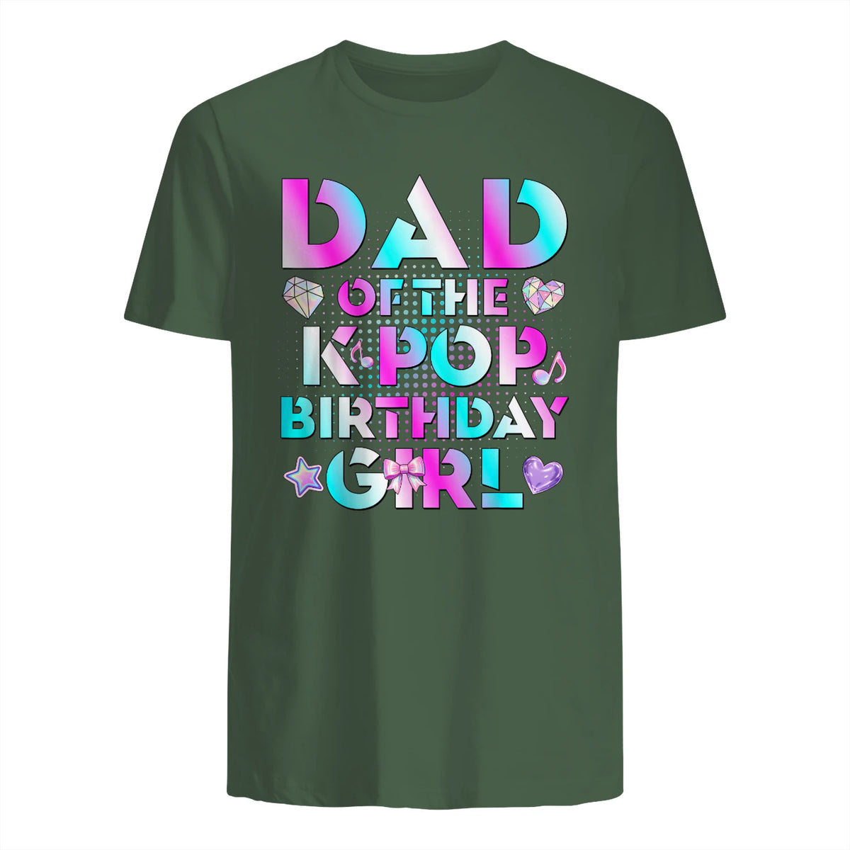K-Pop Girl Dad T-Shirt in Military Green - back view