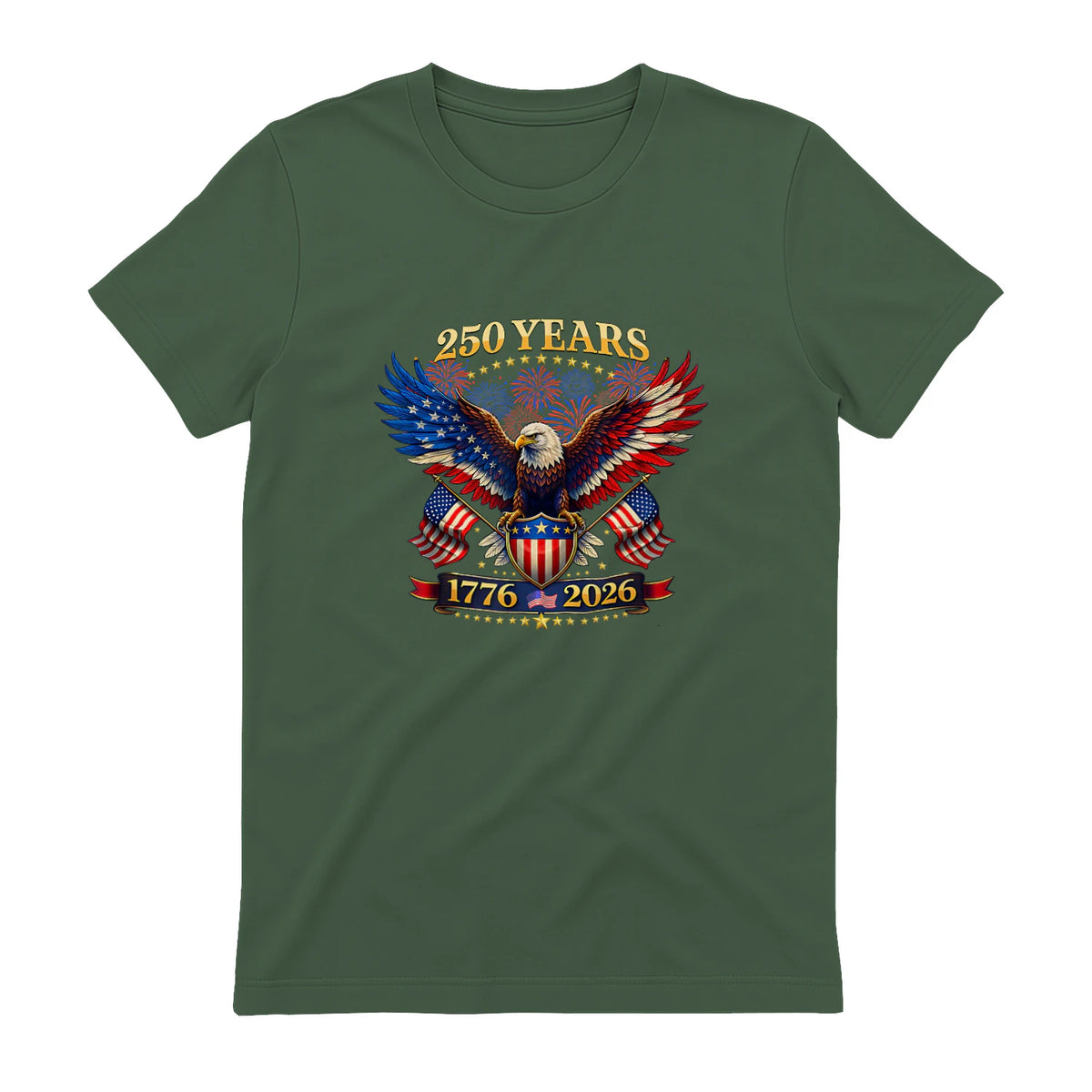 American Independence Day Anniversary T-Shirt in Military Green - back view