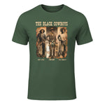 Black Cowboy Western Rodeo Melanin Black History Texas Men T-Shirt in Military Green - front view