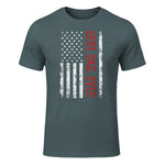 Best dad ever US american flag gift for father's day Short Sleeve in Dark Heather - front view