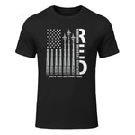 Remember Everyone Deployed RED Friday Military American Flag T-Shirt in Black - front view