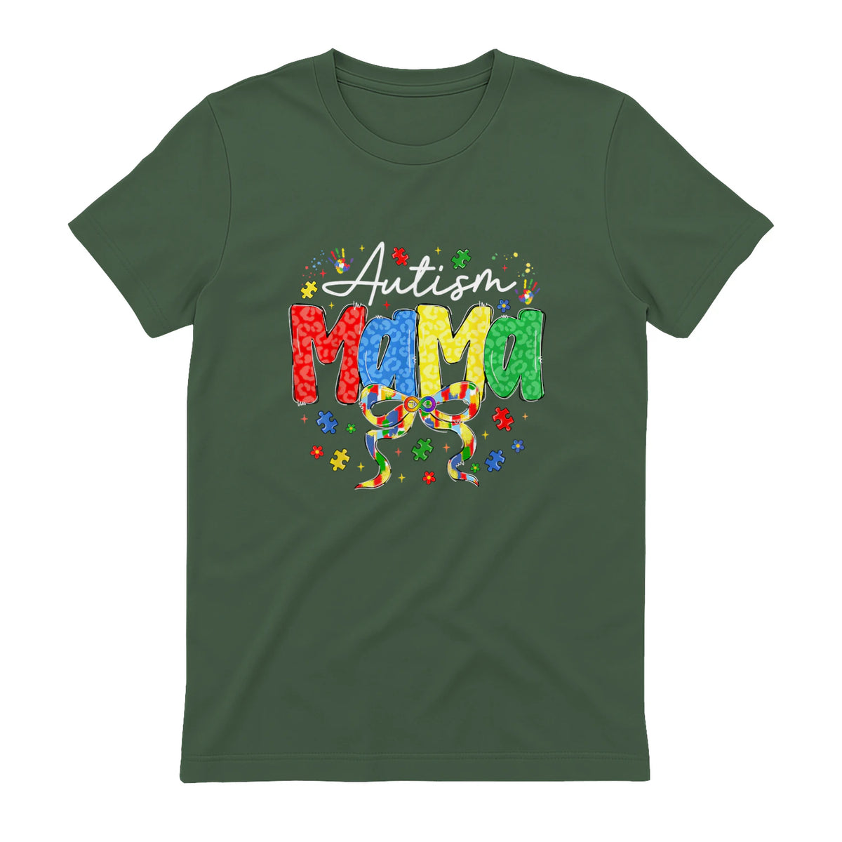 Proud Autism Mama Mom Awareness Gifts for Moms in Military Green - back view