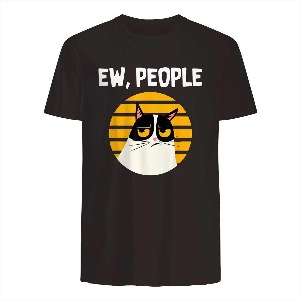 Ew, People - Funny Cat Lover Gift T-Shirt in Dark Chocolate - back view