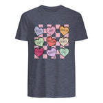Special Education Teacher Candy Heart Valentines Day Love T-Shirt in Heather Navy - back view