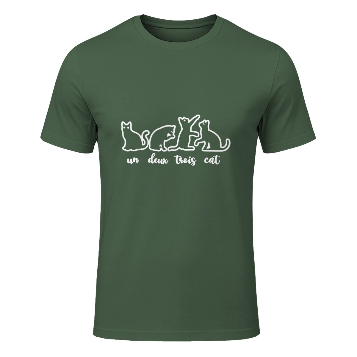 Un Deux Trois Cat, Cute & Funny Kittens, Gift For Cat Lovers T-Shirt in Military Green - front view