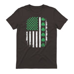 US American Flag with Shamrocks for St Patricks Day T-Shirt in Dark Chocolate - back view