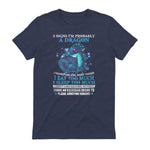 Five Signs I'm Probably a Dragon T-Shirt in Heather Navy - back view