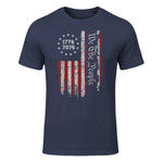 Independence Day Freedom T-Shirt in Heather Navy - front view