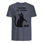 Personal Cat Servant Shirt Funny Black Cat Lover Gift in Heather Navy - back view