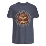 Baum des Lebens Wikinger keltischer Lebensbaum nordisch Halbarm in Heather Navy - back view