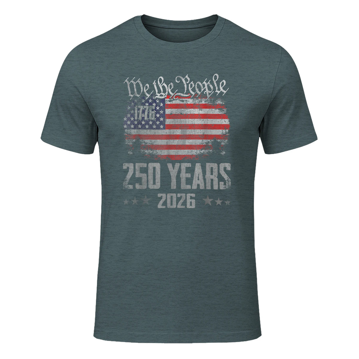 Vintage Anniversary Fourth of July Birthday T-Shirt in Dark Heather - front view