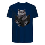Cat Lovers British Shorthair In Pocket Fun Kitten in Navy - back view