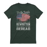 US Flag Constitution of The USA Needs to Be Reread T-Shirt in Forest Green - back view