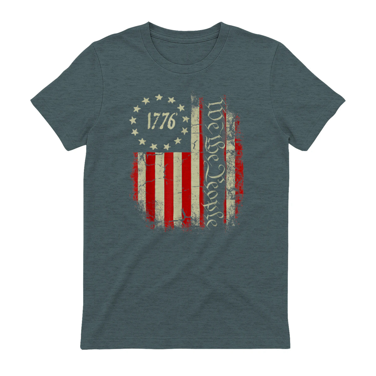 USA Patriotic Fourth of July America T-Shirt in Dark Heather - back view