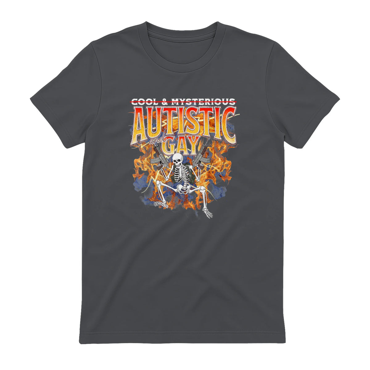 Autism Meme Funny Tism Squelette Autistique et Gay Humour in Charcoal - back view