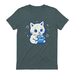 Kawaii Cat Boba Japanese Cute Aesthetic Anime Girls Teens T-Shirt in Dark Heather - back view