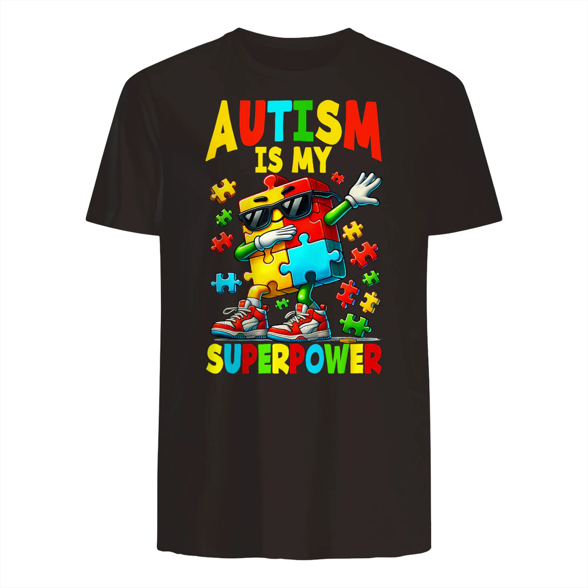 Puzzle Autism Awareness Autistic Support in Dark Chocolate - back view