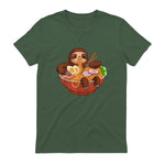 Kawaii Cute Anime Sloth Otaku Japanese Ramen Noodles in Military Green - back view