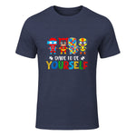 Dare to Be Yourself Autism Awareness Superheroes in Heather Navy - front view