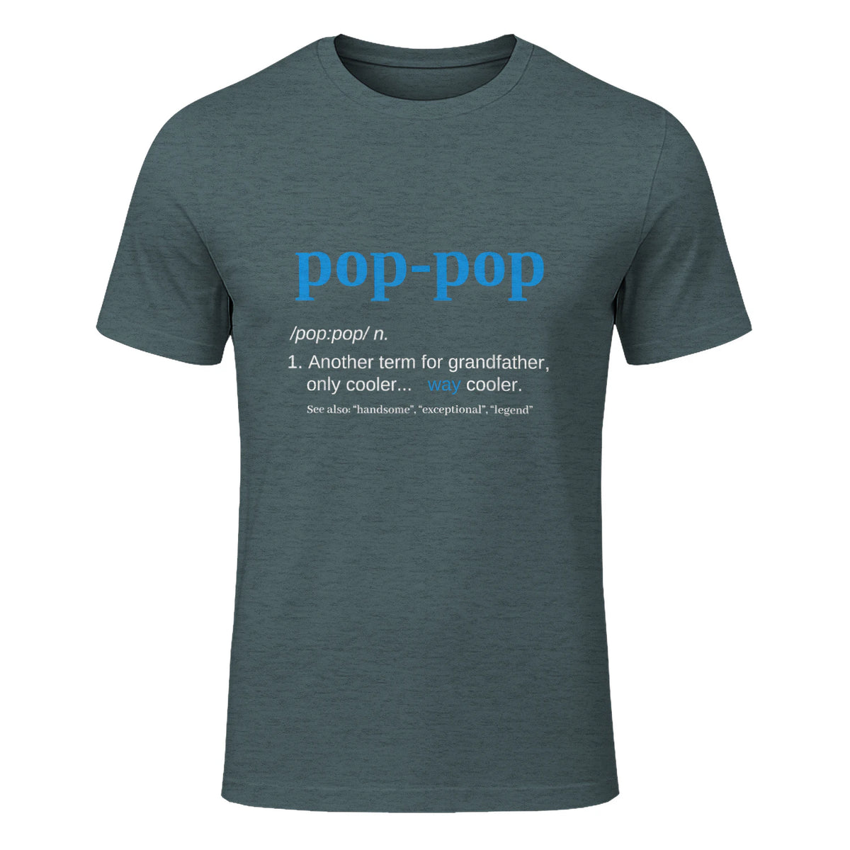 Pop Pop Gifts Grandpa Fathers Day in Dark Heather - front view