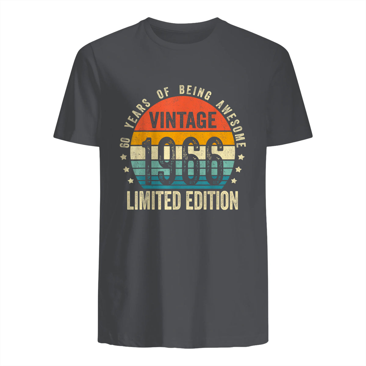 Vintage Sixtieth Birthday Gift T-Shirt in Charcoal - back view