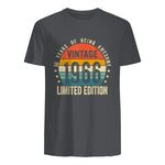 Vintage Sixtieth Birthday Gift T-Shirt in Charcoal - back view