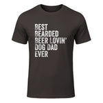Best Bearded Beer Lovin Dog Dad T-Shirt Pet Lover Owner Gift in Dark Chocolate - front view