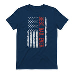Best dad ever US american flag gift for father's day Short Sleeve in Navy - back view