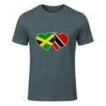 Trinidadian Jamaican Heart Love Jamaica Trinidad Flag in Dark Heather - front view