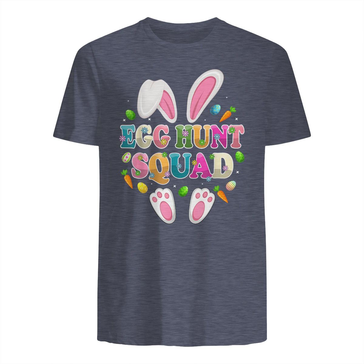 Egg Hunt Squad Bunny Happy Easter Day in Heather Navy - back view