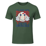 Retro Baseball Sister I'm Just Here for The Snacks Girls Mom T-Shirt in Military Green - front view