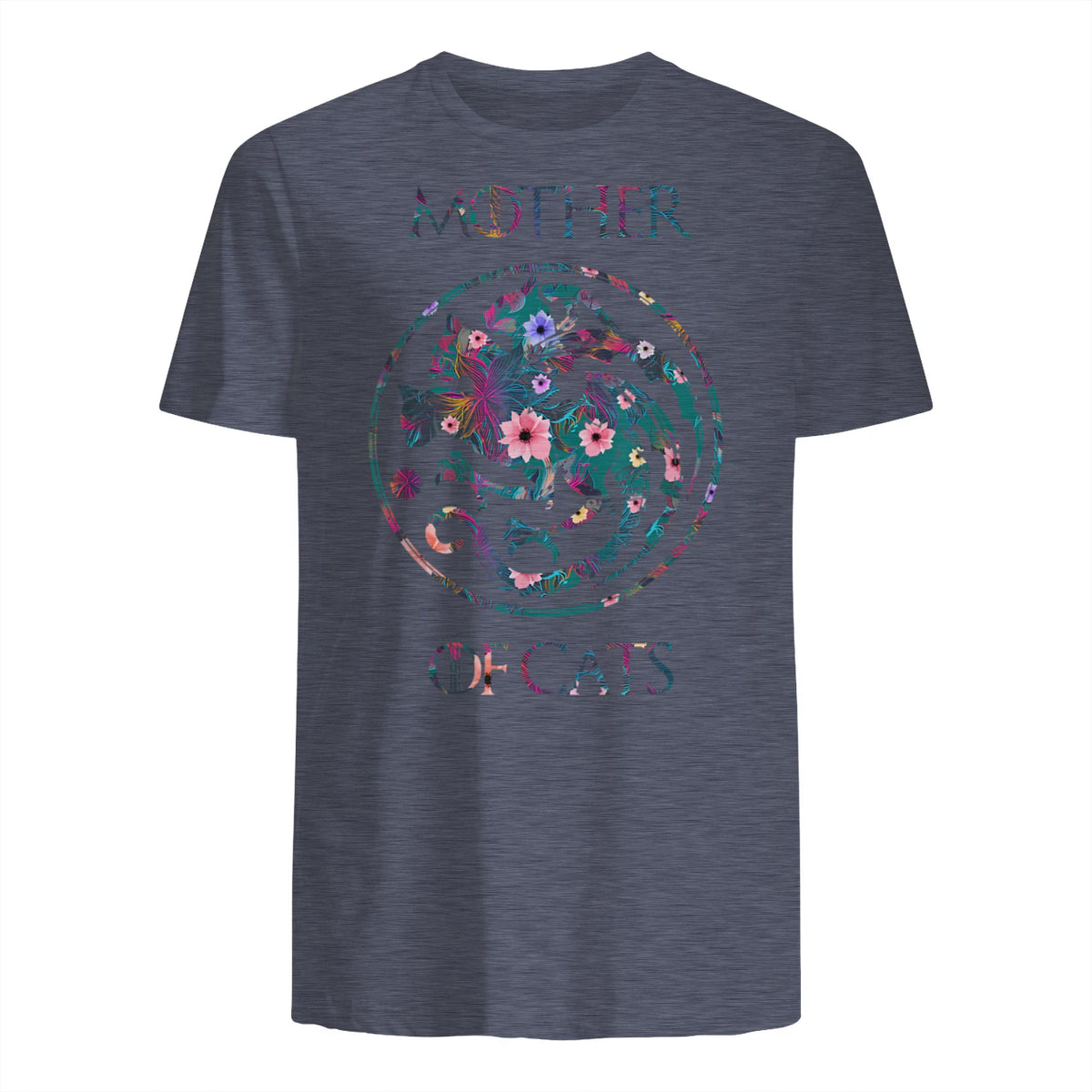 Mother of Cats Shirt T-Shirt in Heather Navy - back view
