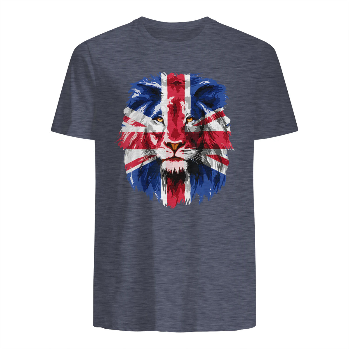 Union Jack UK Flag Lion Face Great Britain Union Jack Flag in Heather Navy - back view