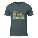 Geschenke für Väter Papa Der Mann Der Mythos Die Legende Classic Fit Novelty Short-sleeve Schwarz S Vate in Dark Heather - front view