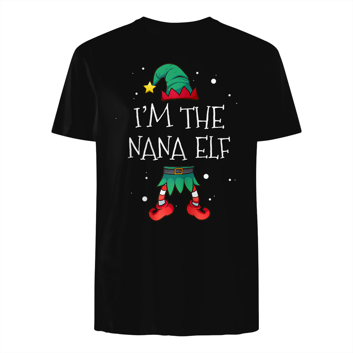 I'm The Nana Elf Shirt Matching Family Outfits Christmas in Black - back view