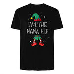 I'm The Nana Elf Shirt Matching Family Outfits Christmas in Black - back view