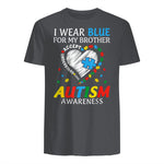 I Wear Blue For My Brother Autism Awareness in Charcoal - back view