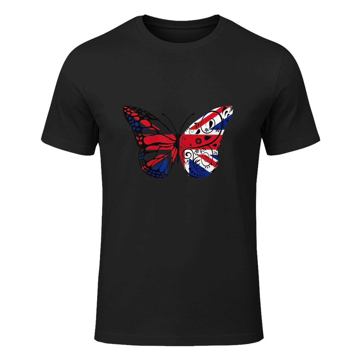 Union Jack Butterfly Butterflies Flag Wings British UK Flag in Black - front view