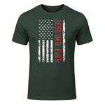 Best dad ever US american flag gift for father's day Short Sleeve in Forest Green - front view