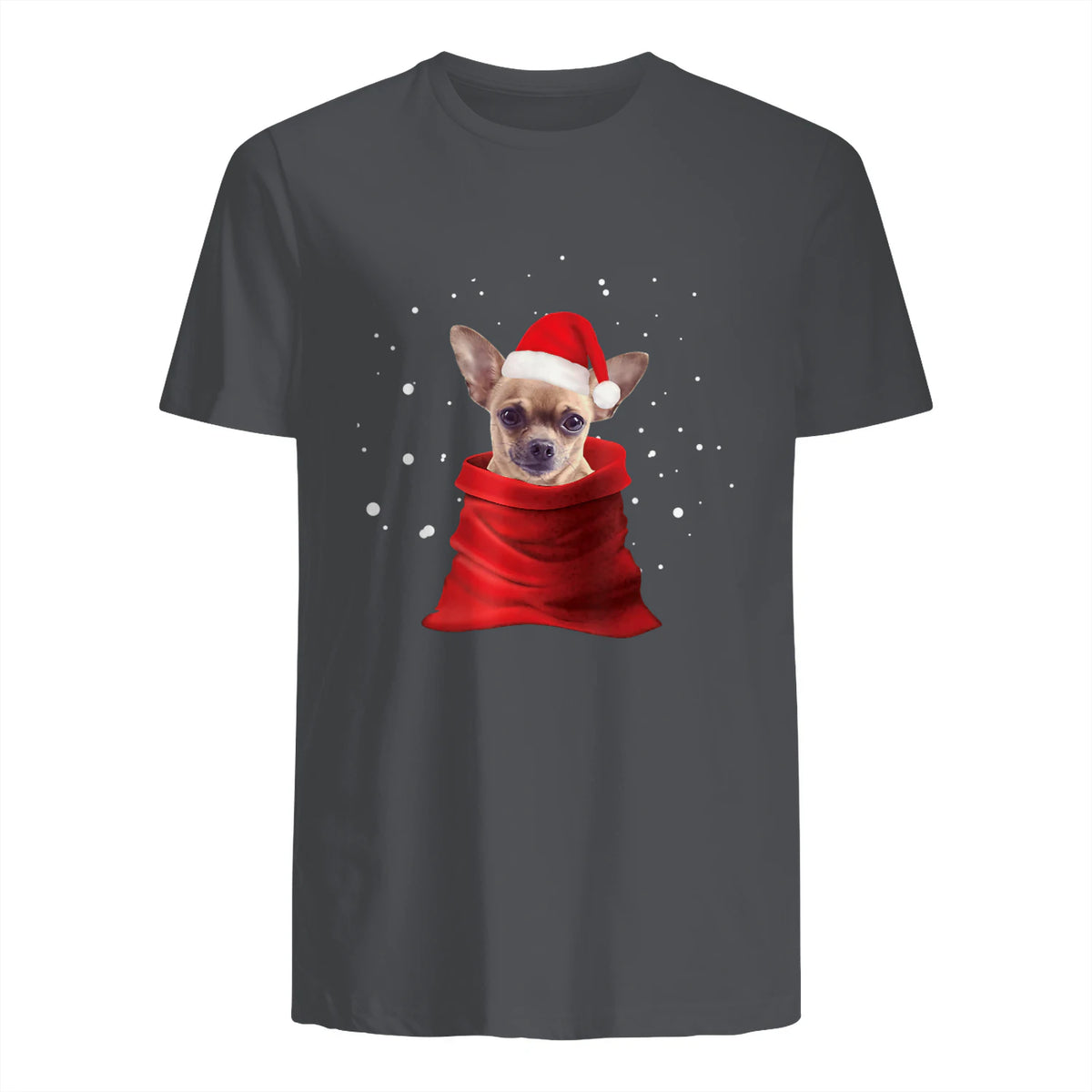 Chihuahua Motif de Noël - Mignon Mignon Xmas Neige Chiwawa in Charcoal - back view