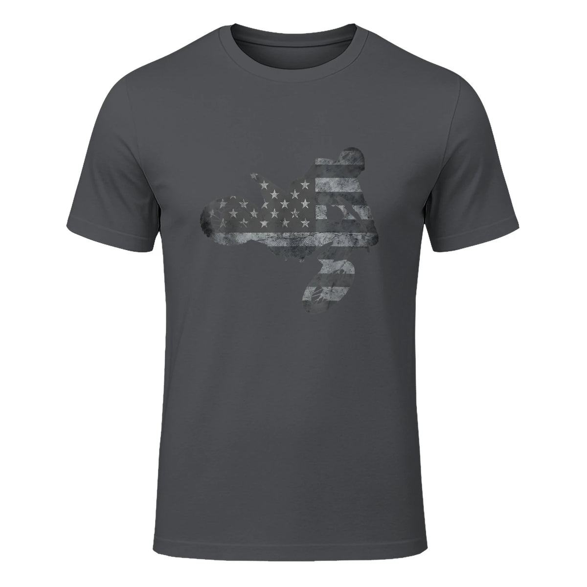 Dirt Bike American Flag T-Shirt Motocross Enduro Shirt T-Shirt in Charcoal - front view