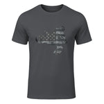 Dirt Bike American Flag T-Shirt Motocross Enduro Shirt T-Shirt in Charcoal - front view