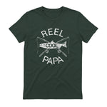 Funny Fishing Reel Cool Papa Dad Joke T-Shirt in Forest Green - back view