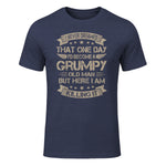 I Never Dreamed That I'd Become A Grumpy Old Man Grandpa in Heather Navy - front view