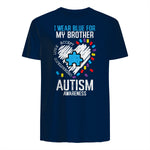 Blue for My Brother Autism Awareness Family Sister Sibling in Navy - back view