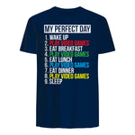 My Perfect Day Video Games Funny Cool Gamer in Navy - back view
